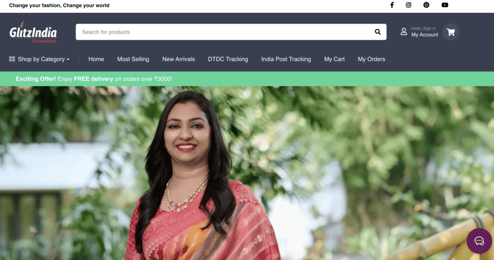 Ecommcrce website developed for Glitzindia Fashions